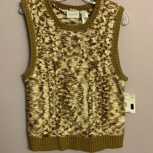 Tan brown Liz Claiborne sport petite medium sweater vest Scottish Moors nwt